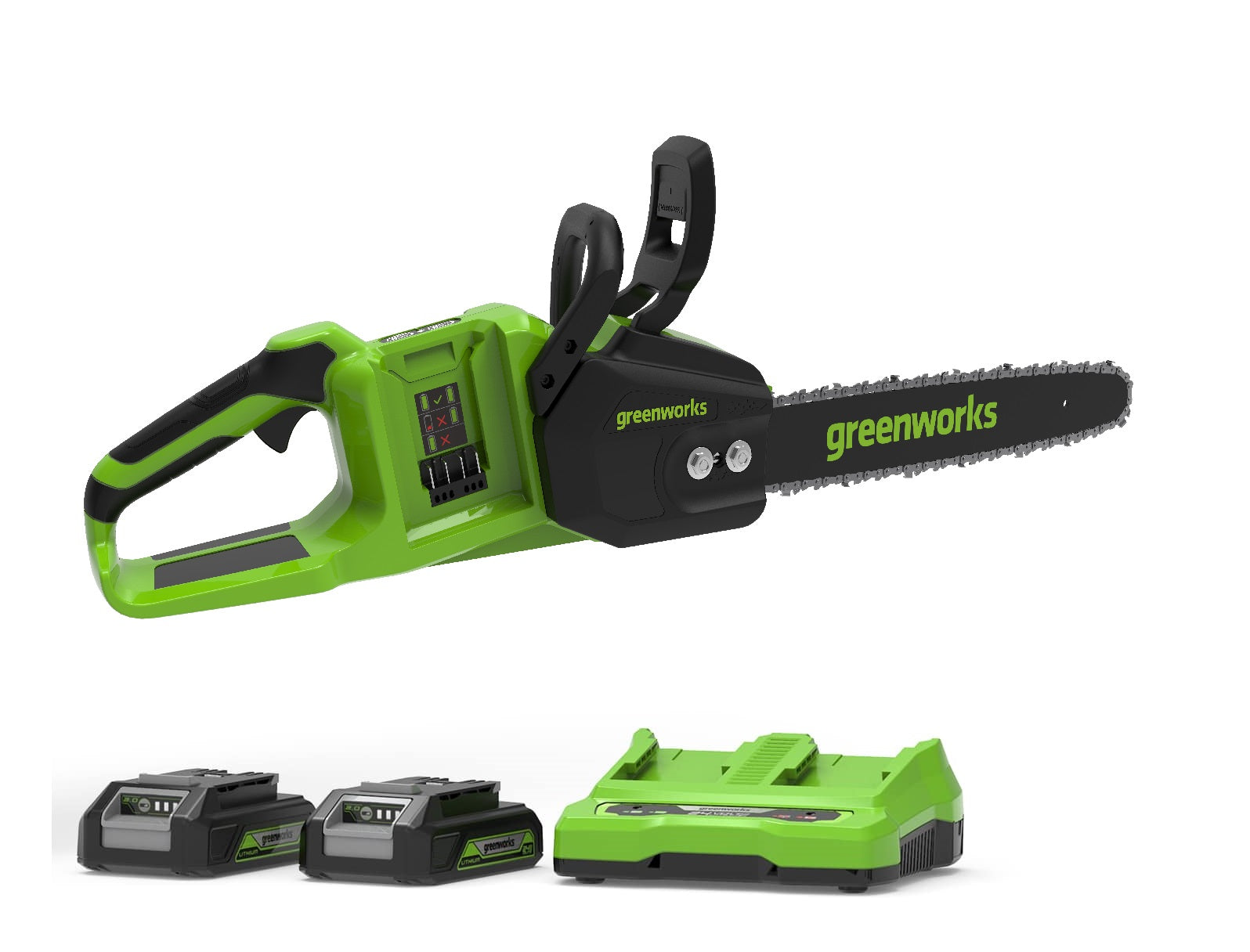 מסור שרשרת "14 (2X24V) 48V BL עם 2X2.0Ah | מטען Dual Port