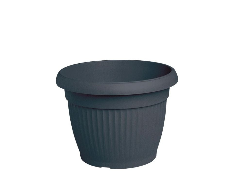 עציץ דמוי חרס פסים | פחם | קוטר 35 ס"מ | 15 ליטר