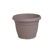 עציץ דמוי חרס פסים | חאקי | קוטר 35 ס"מ | 15 ליטר