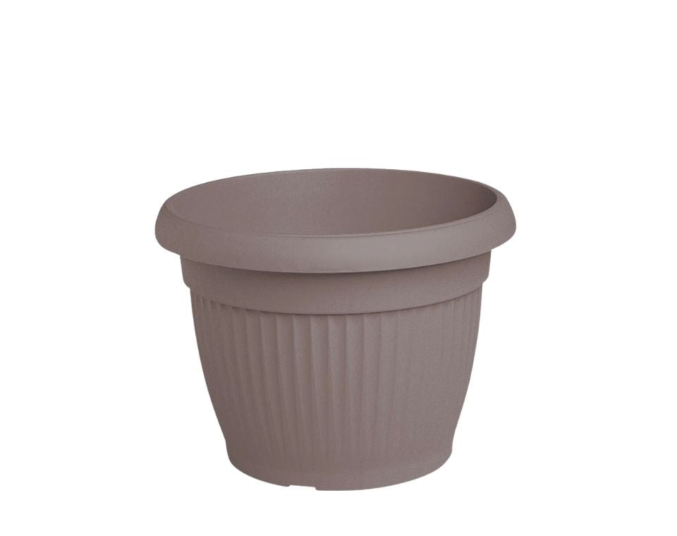 עציץ דמוי חרס פסים | חאקי | קוטר 35 ס"מ | 15 ליטר