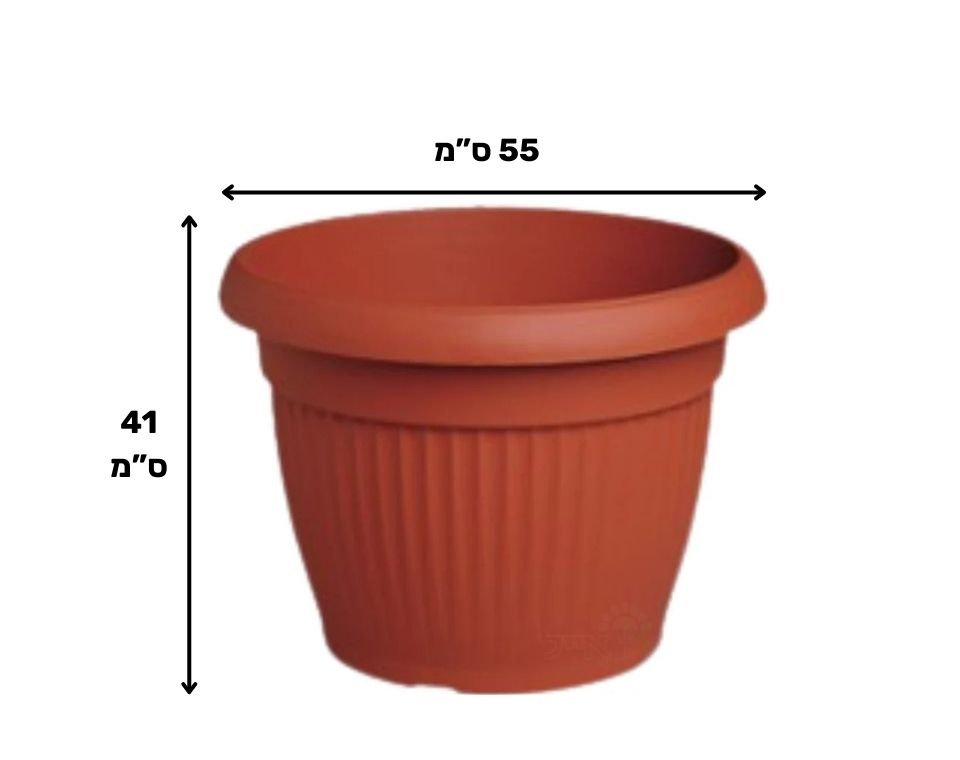 עציץ דמוי חרס פסים | טרקוטה | קוטר 55 ס"מ | 60 ליטר
