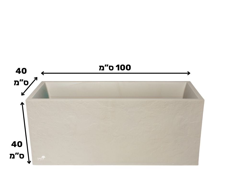 אדנית דמוי אבן | מידות 100X40X40 | בז' של EDA – מבט מקרוב על הפרטים