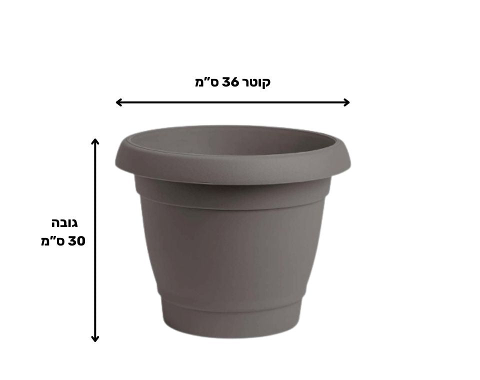 עציץ כרמל | חאקי | קוטר 36 ס"מ | 17 ליטר של Eyal – מבט מקרוב על הפרטים