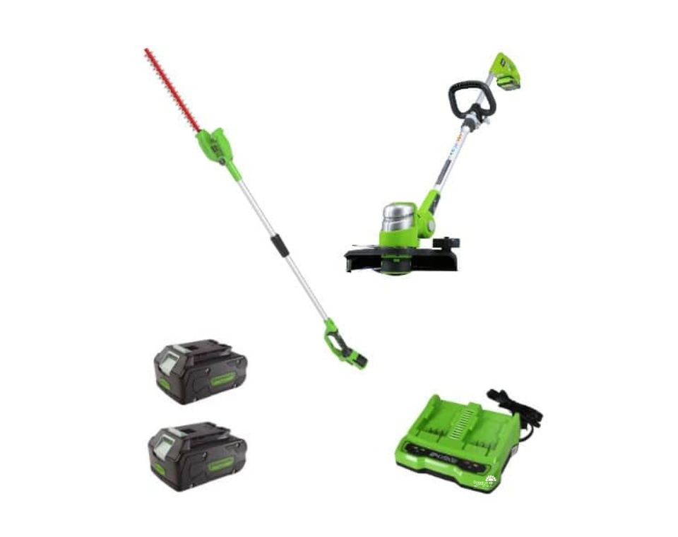 דיל קומבי HANDY | קוצץ קנטים 12 אינצ' 24V + מגזמת גובה 24V + סוללות 4.0Ah ומטען מהיר