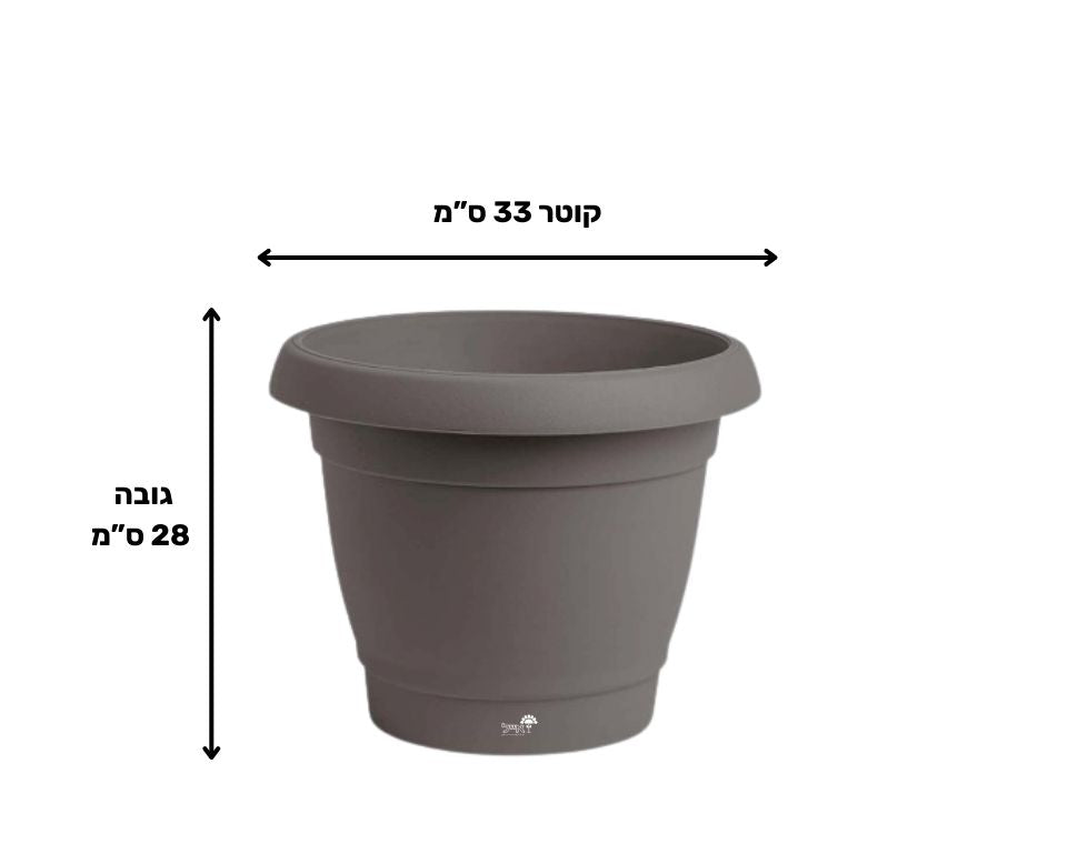 עציץ כרמל | חאקי | קוטר 33 ס"מ | 13 ליטר של Eyal – מבט מקרוב על הפרטים
