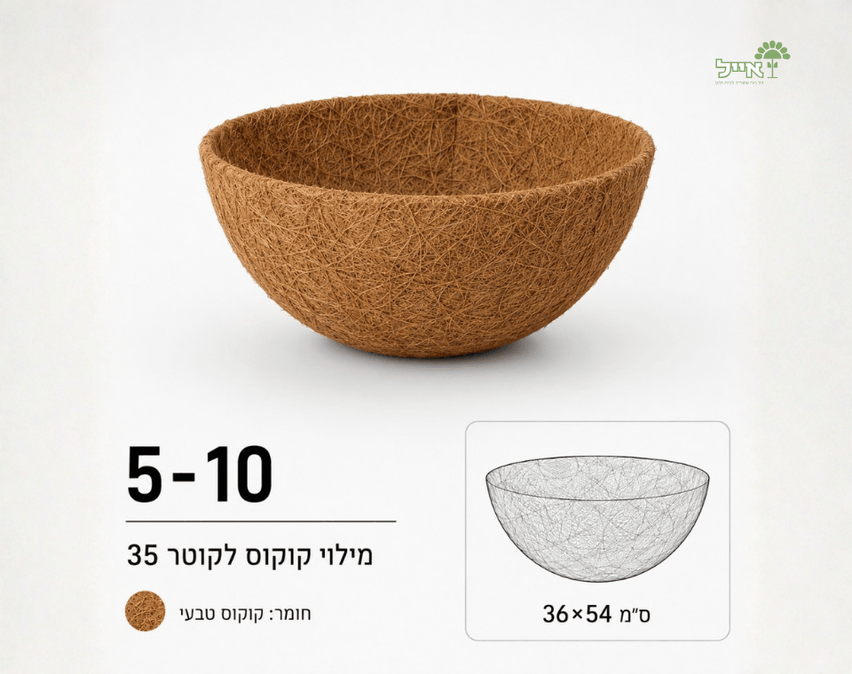 מילוי קוקוס להחלפה לעציצים וסלסלות תלייה | קוטר 35 ס״מ