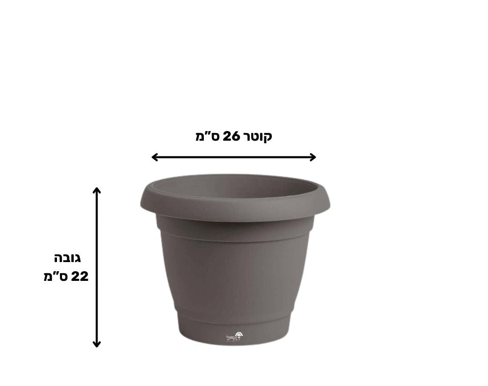 עציץ כרמל | חאקי | קוטר 26 ס"מ | 6 ליטר של Eyal – מבט מקרוב על הפרטים