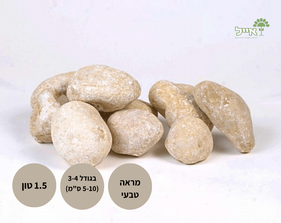 חלוקי נחל דן | גודל 3-4 | 1.5 טון