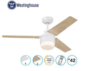 מאוורר תקרה דקורטיבי 42" | דגם Talia | לבן | כולל גוף תאורה מובנה