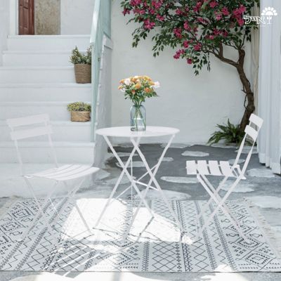 סט ביסטרו זוגי לישיבה | 2 כיסאות ושולחן | לבן | דגם GARDEN