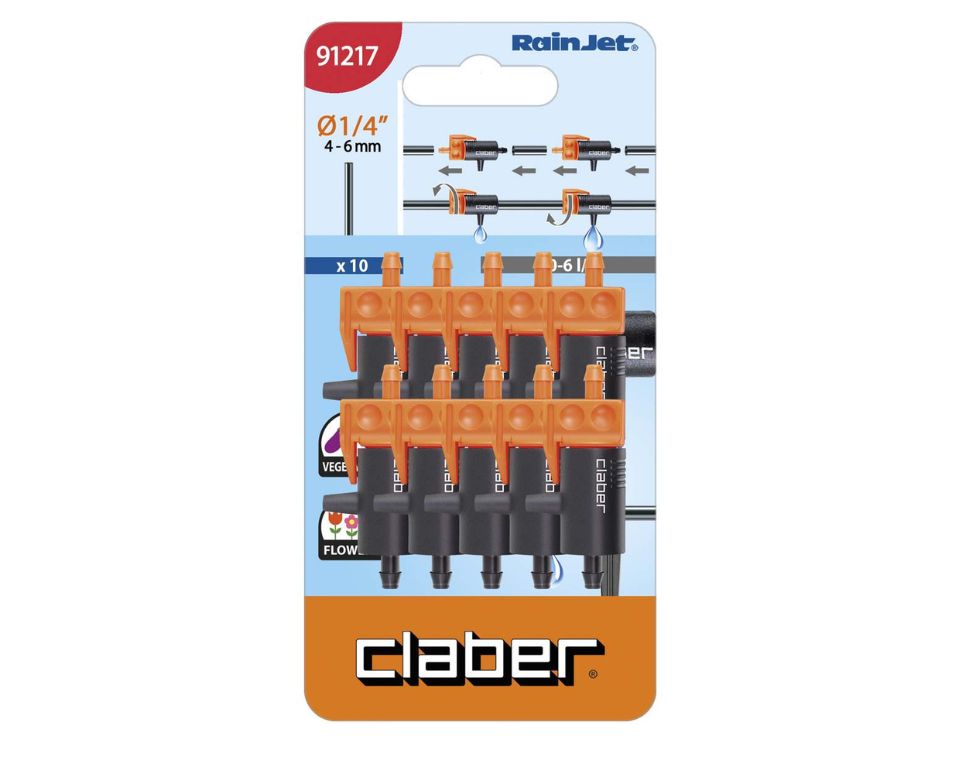 טפטפת קו (מעבר) מווסתת | 0-6 ליטר לשעה | מארז 10 יחידות | 91217