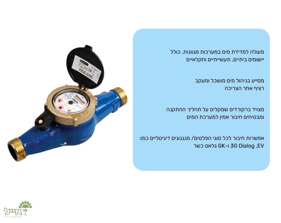 מד מים רב זרמי 1 אינץ' | פלט 10 ליטר | רקורדים ארד