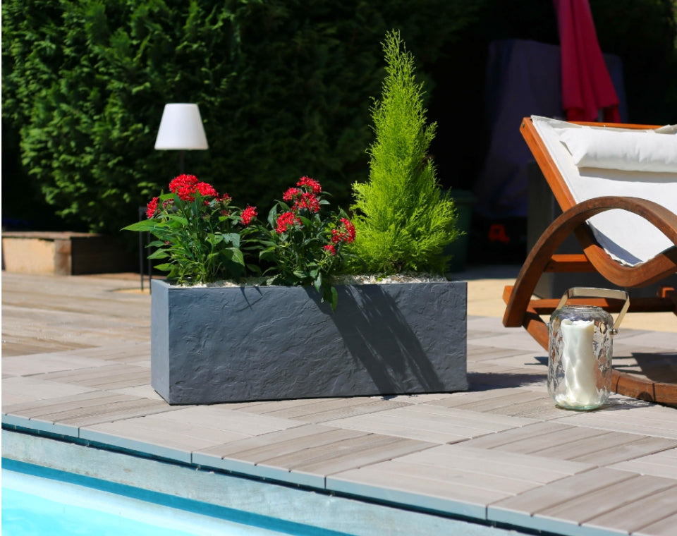 אדנית דמוי אבן | מידות 79.5X29.5X29.5 | אפור כהה