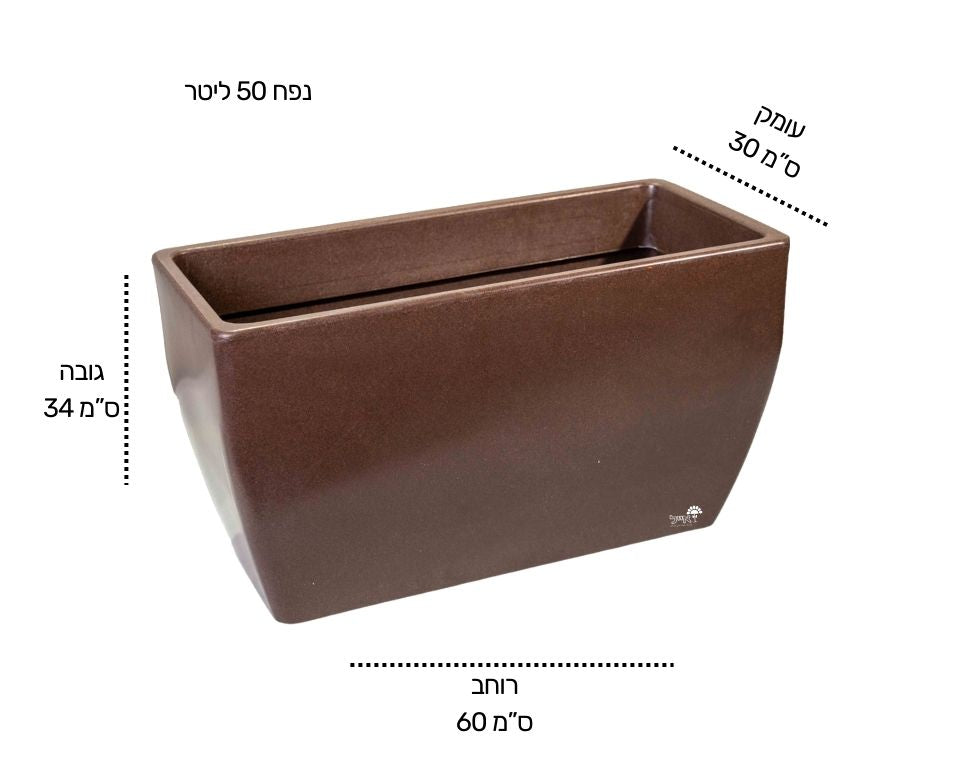 אדנית ורד | 60X30X34 | חום