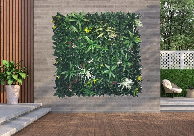 קיר ירוק מתכוונן - עלה משולב לבן ורוד | 100/100 ס״מ