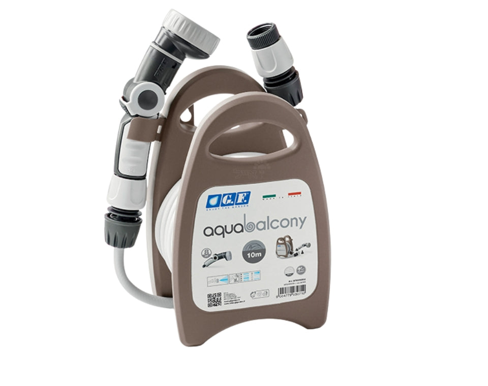 גלגלת השקיה | צבע אפור | צינור 10 מטר | כולל אקדח וחיבורים