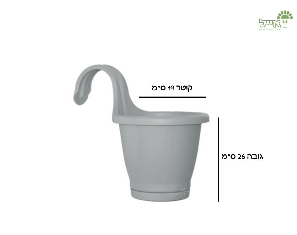 אדנית מעקה | אפור בהיר | 19 ס״מ
