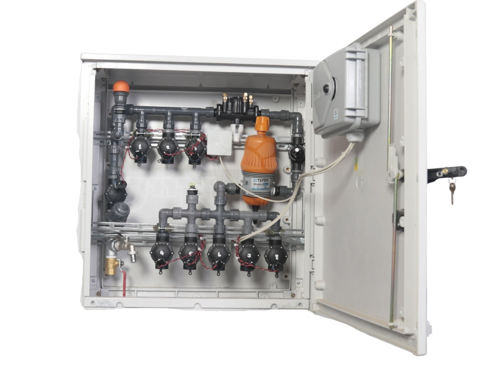 ארון השקיה 8 הפעלות כולל מערכת דישון | DC מופעל ע״י סוללות