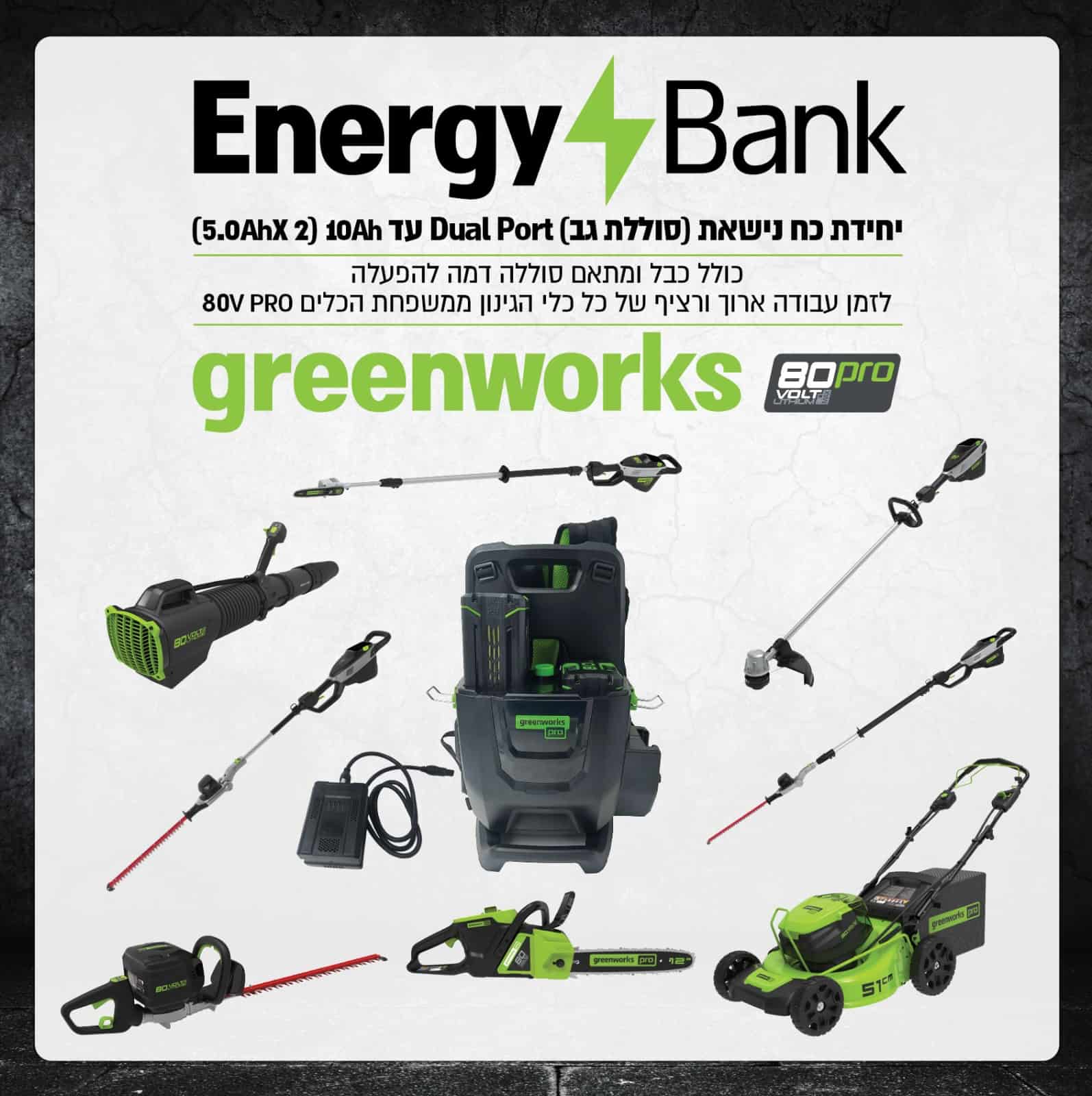 יחידת כח נישאת 80V PRO Dual Port + שתי סוללות 5.0Ah + מטען מהיר כפול Dual Port