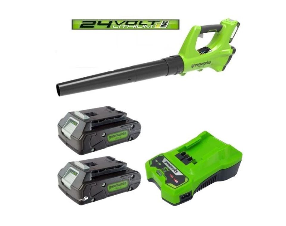 סט מפוח עלים 2 מהירויות 24V | שתי סוללות 2A | מטען מהיר