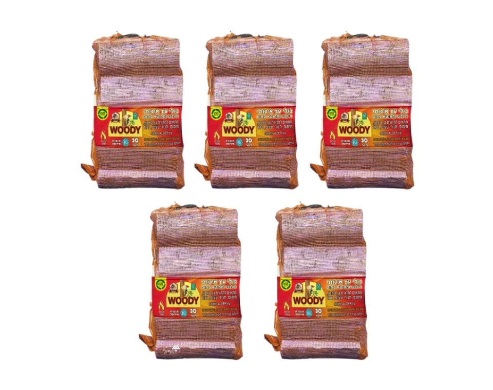 שקי עצי WOODY להסקה | 5 שקים | 105 ליטר