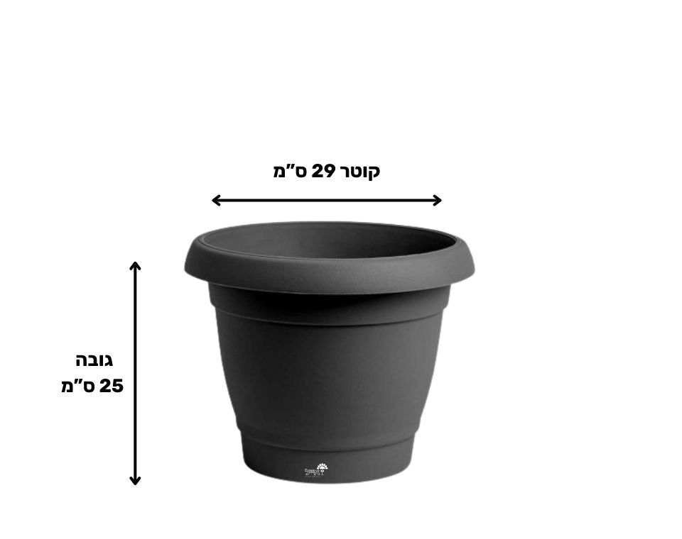 עציץ כרמל | פחם | קוטר 29 ס"מ | 8 ליטר של Eyal – מבט מקרוב על הפרטים