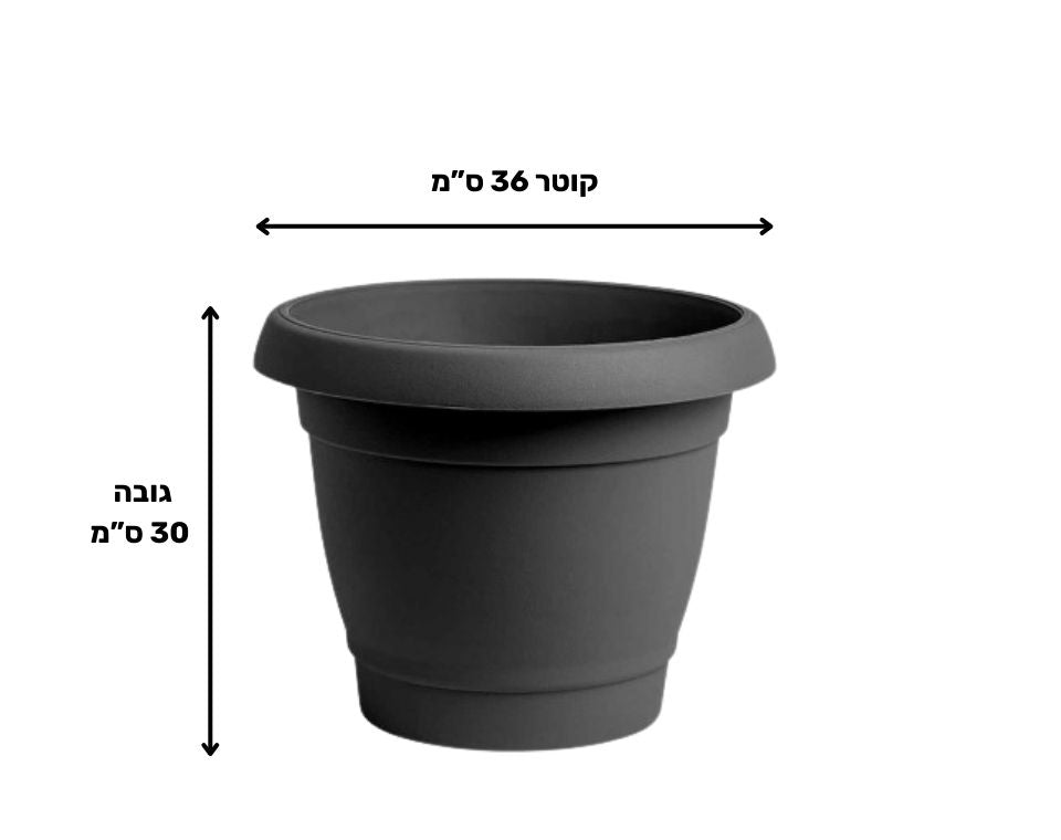 עציץ כרמל | פחם | קוטר 36 ס"מ | 17 ליטר של Eyal – מבט מקרוב על הפרטים