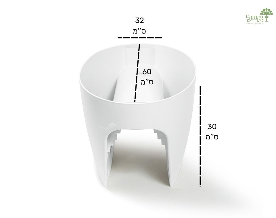 אדנית מעקה | דגם גרינבו | לבן | 60 ס״מ