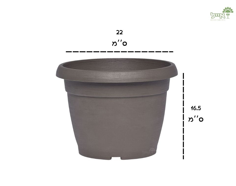 עציץ צבר | חאקי | קוטר 22 ס״מ