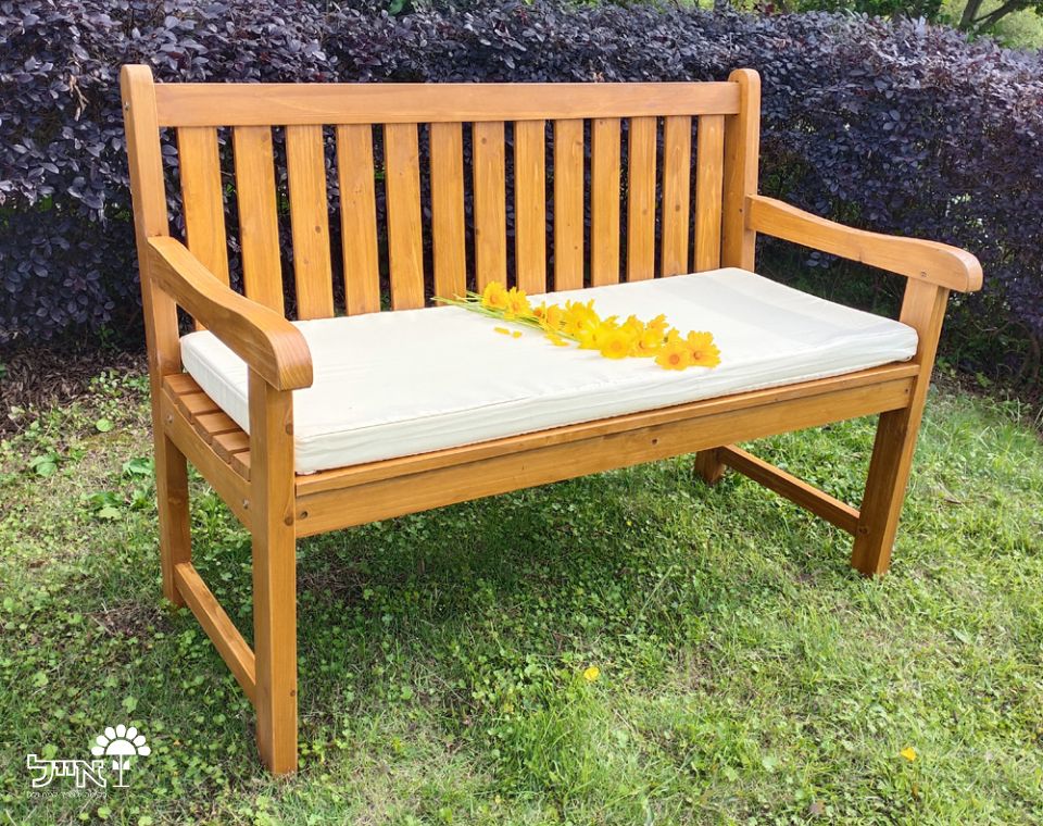 ספסל עץ עם מושב מרופד | 120X87 | ריפוד בז' | דגם OW-1001