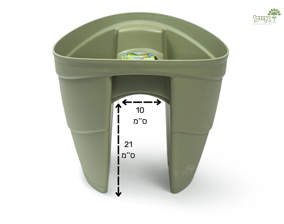 אדנית מעקה | ירוק זית | דגם לילך | 40 ס״מ