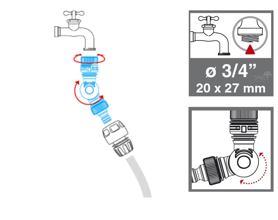 מחבר לברז 3/4 מתכוונן 180°