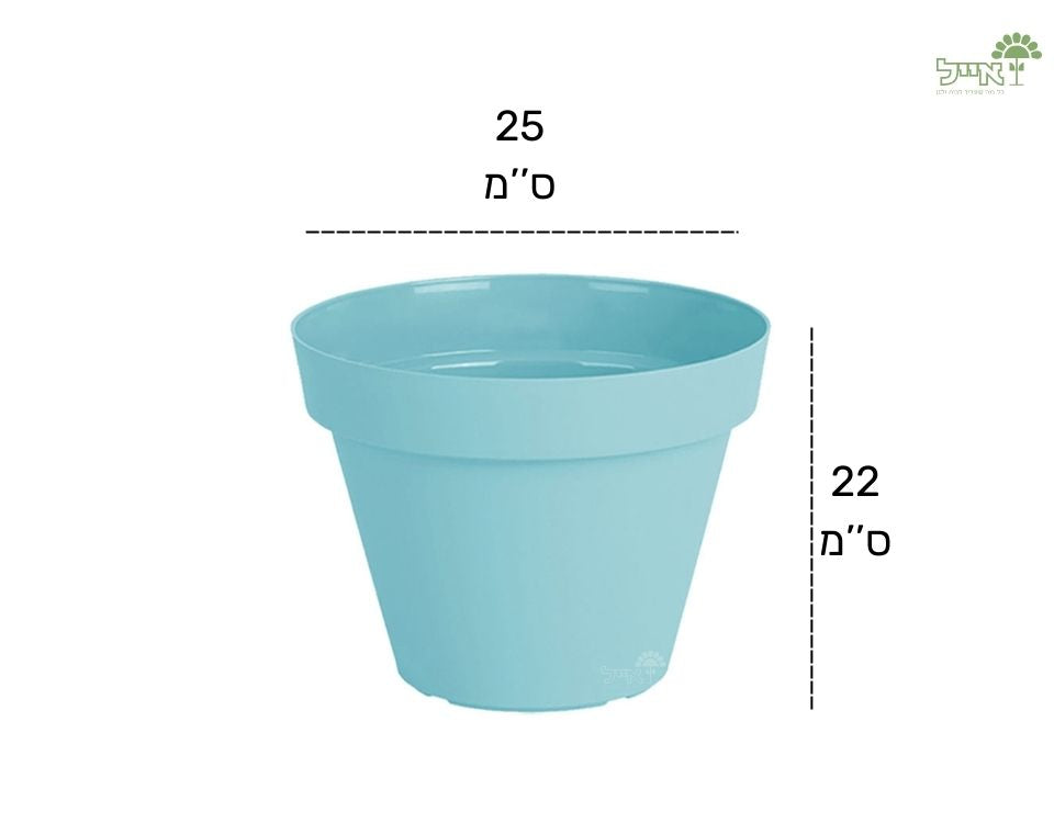 עציץ אביב | תכלת | קוטר 25 ס"מ