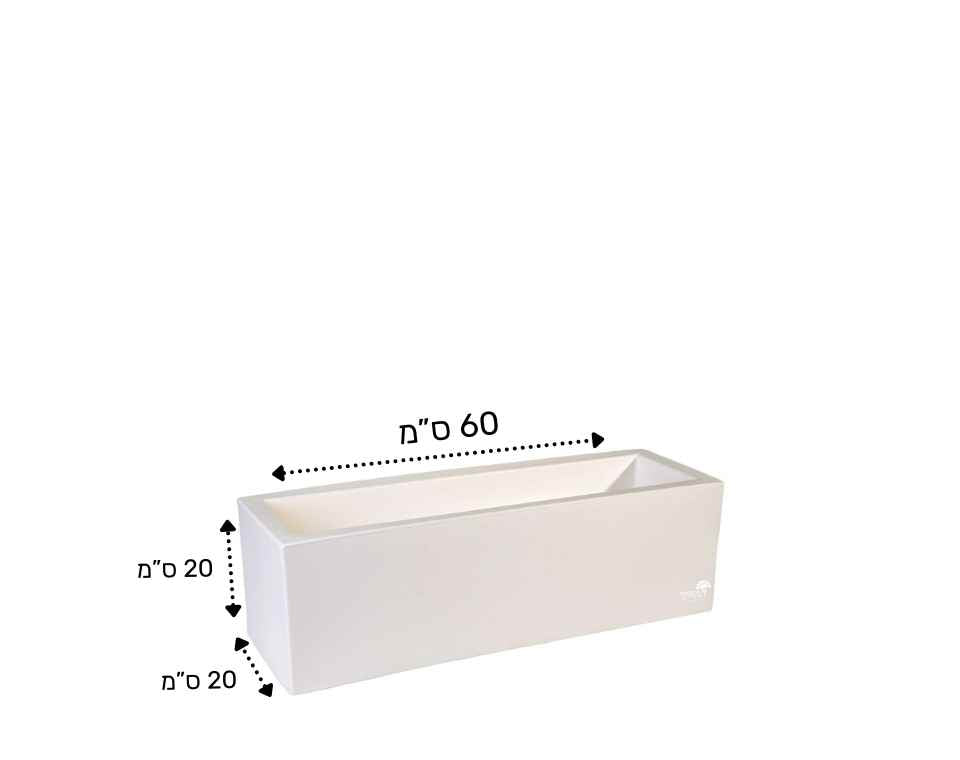 אדנית רוטו מלבני | לבן | 60X20X20