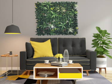 קיר ירוק מתכוונן - עלה משולב לבן ורוד | 100/100 ס״מ