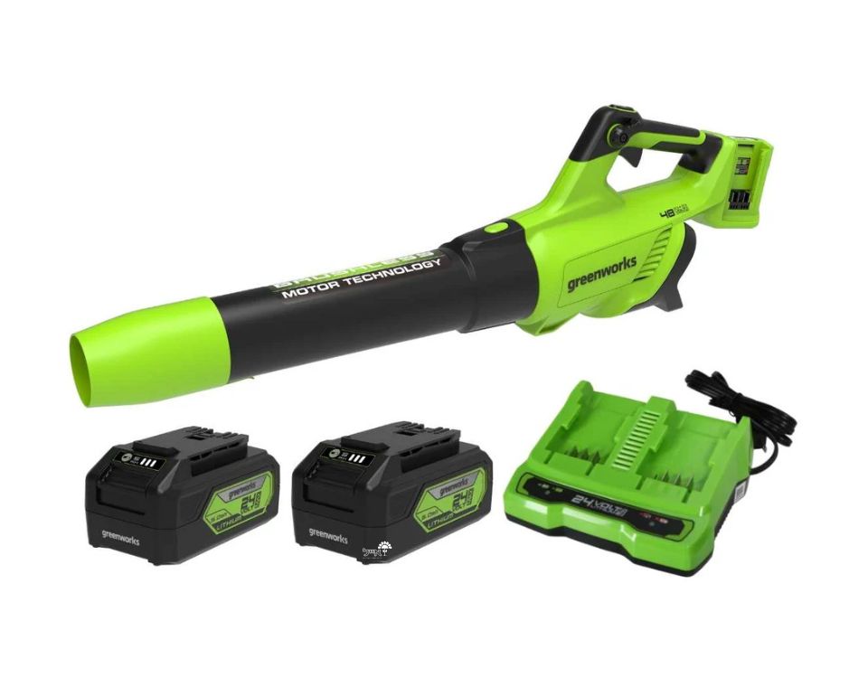 מפוח עלים 48V(2X24V) Brushless עם שתי סוללות 5.0Ah + שקע USB מטען מהיר Dual Port (4A) - משתלת אייל