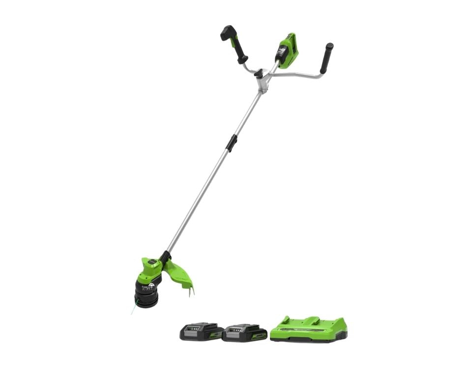 דיל POWERFUL | חרמש 24V + מגזמת 24V +2 סוללות 4.0Ah + מטען כפול + מפוח 24V מתנה