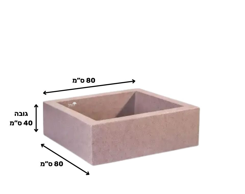 כד רוטו ריבועי נמוך | גרניט | 80X80X40 ס''מ של Eyal – מבט מקרוב על הפרטים