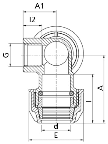 זווית דשא הברגה פנימית 25 מ״מ | סדרת סילבר