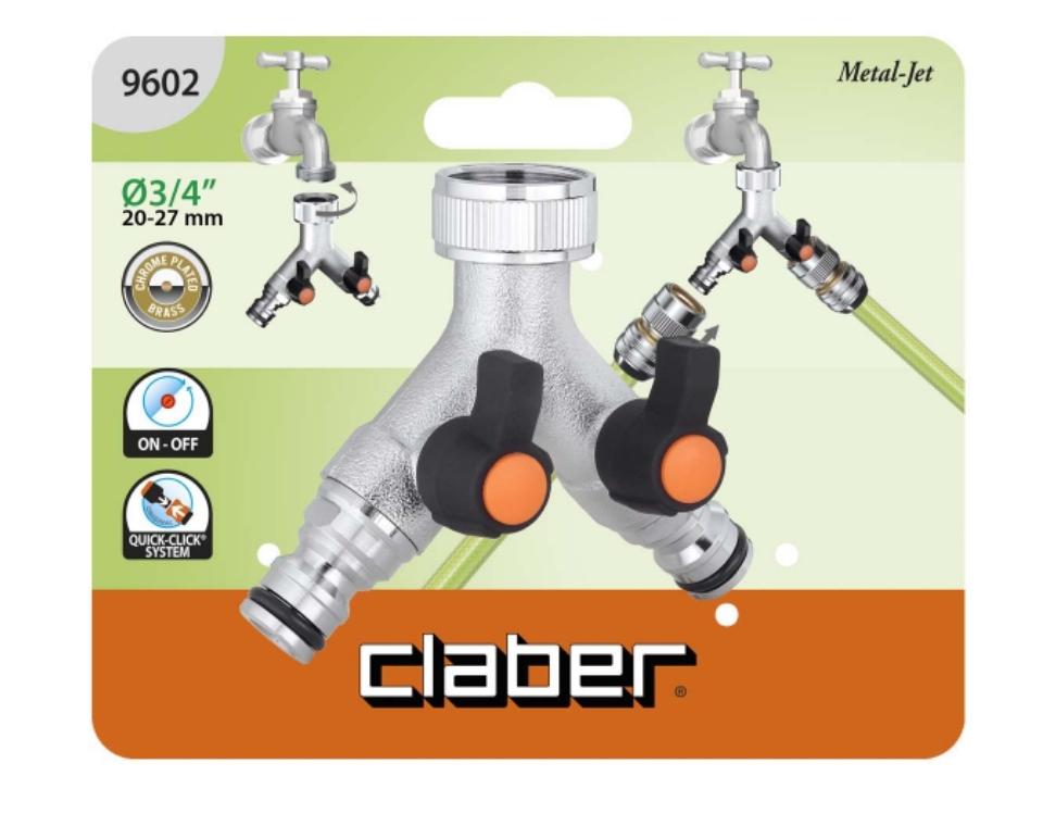 מחבר ברז כפול מתכת | מפצל Y לברז גינה | 9602