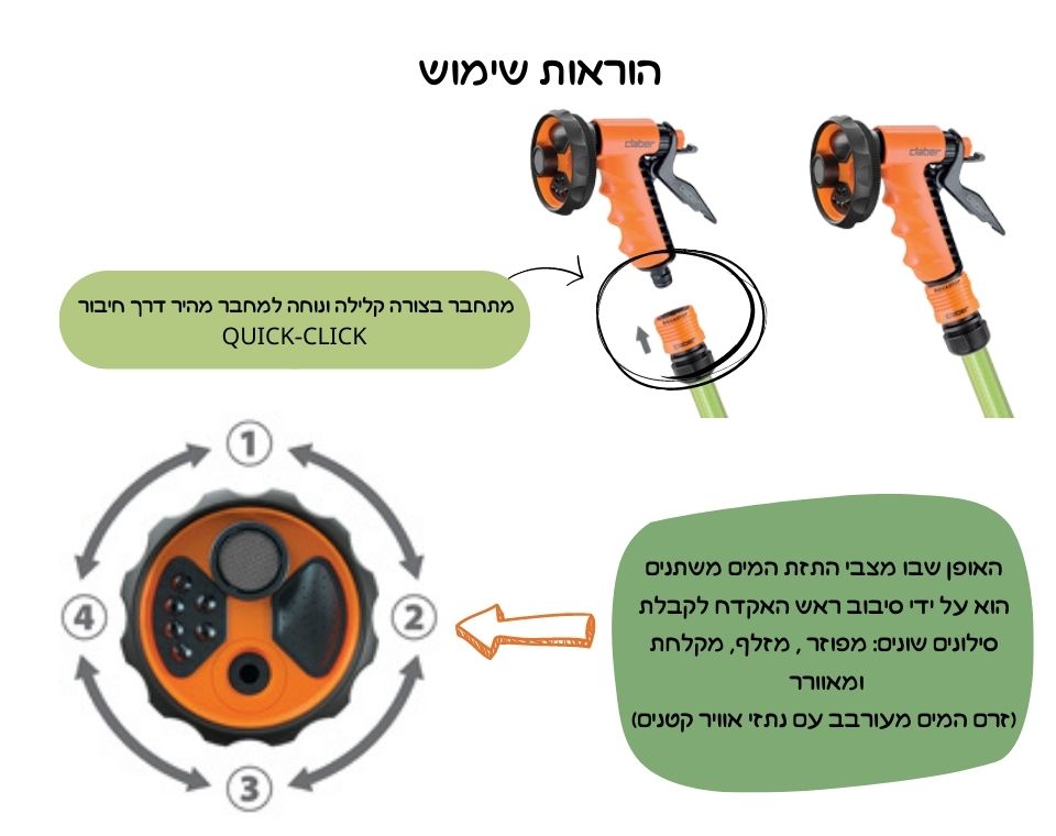 אקדח השקיה | 4 מצבים מקצועי | 9391