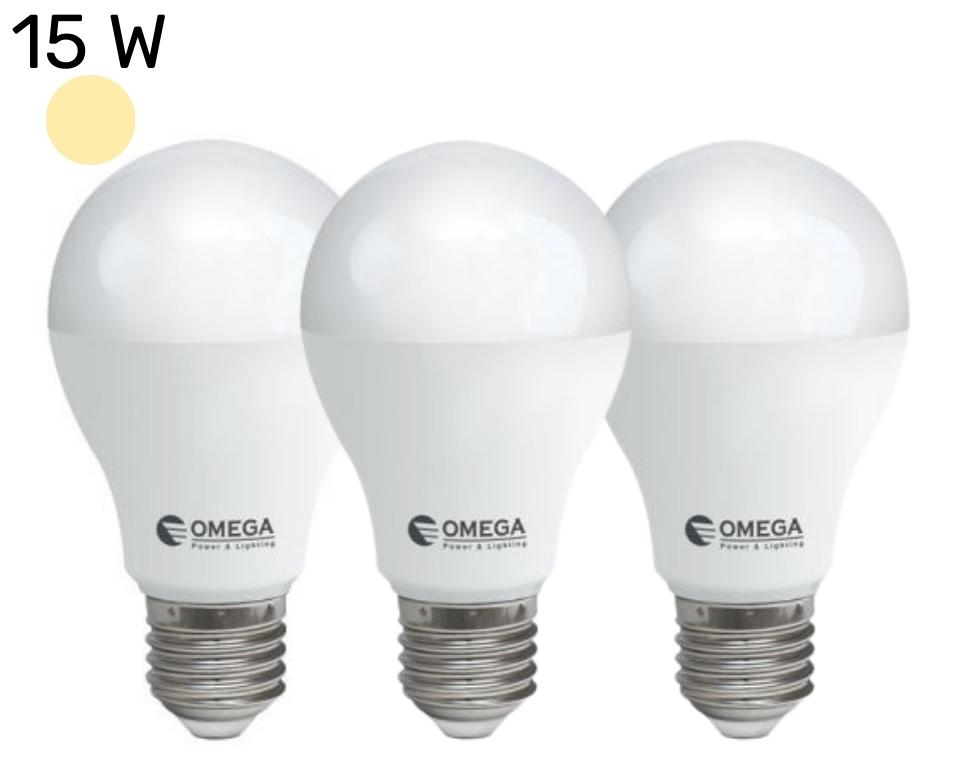 סט 3 נורות לד | 15W | בסיס E27 | אור חם