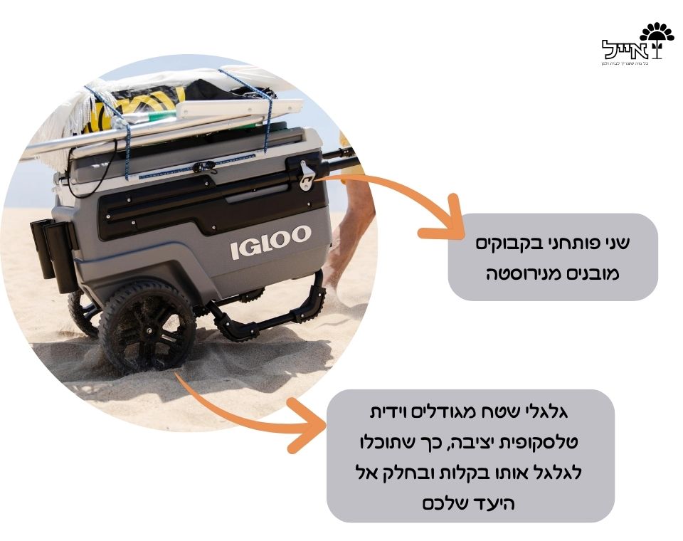 צידנית קשיחה עם גלגלים | כחול | 66 ליטר | Journey Trailmate