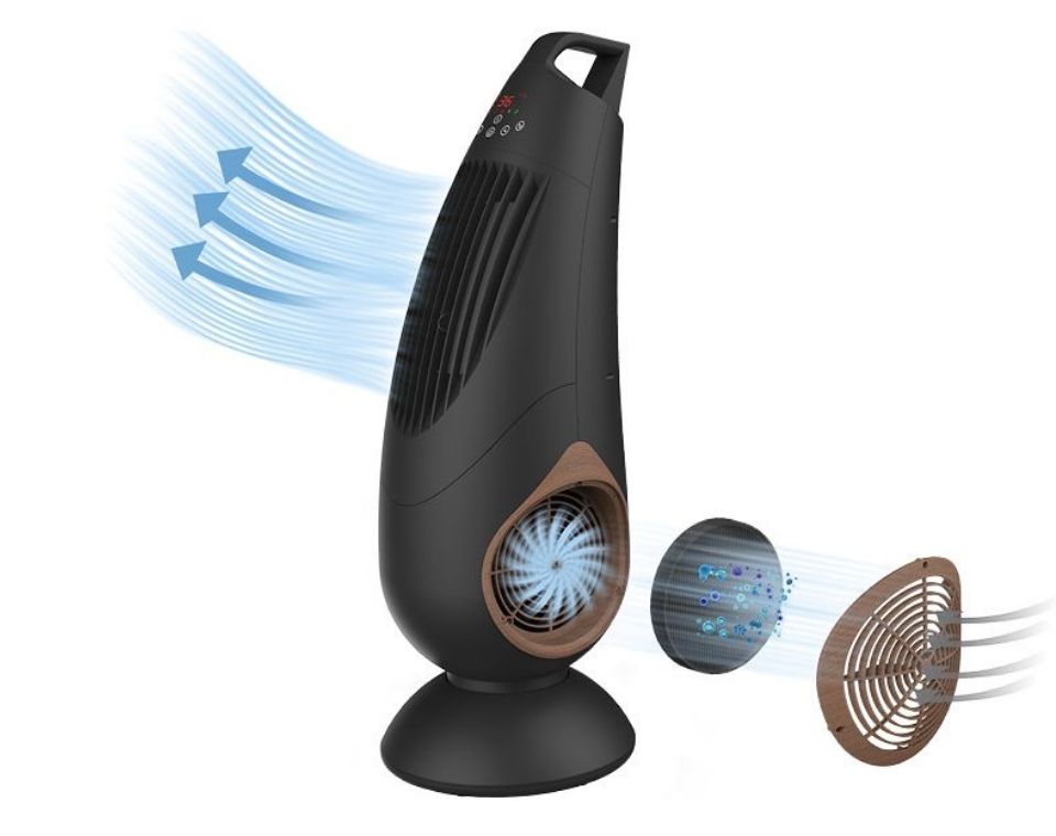 מאוורר מגדל SPEED עם מסנן פחם פעיל דגם אולטרא טופ 100W שחור - עץ