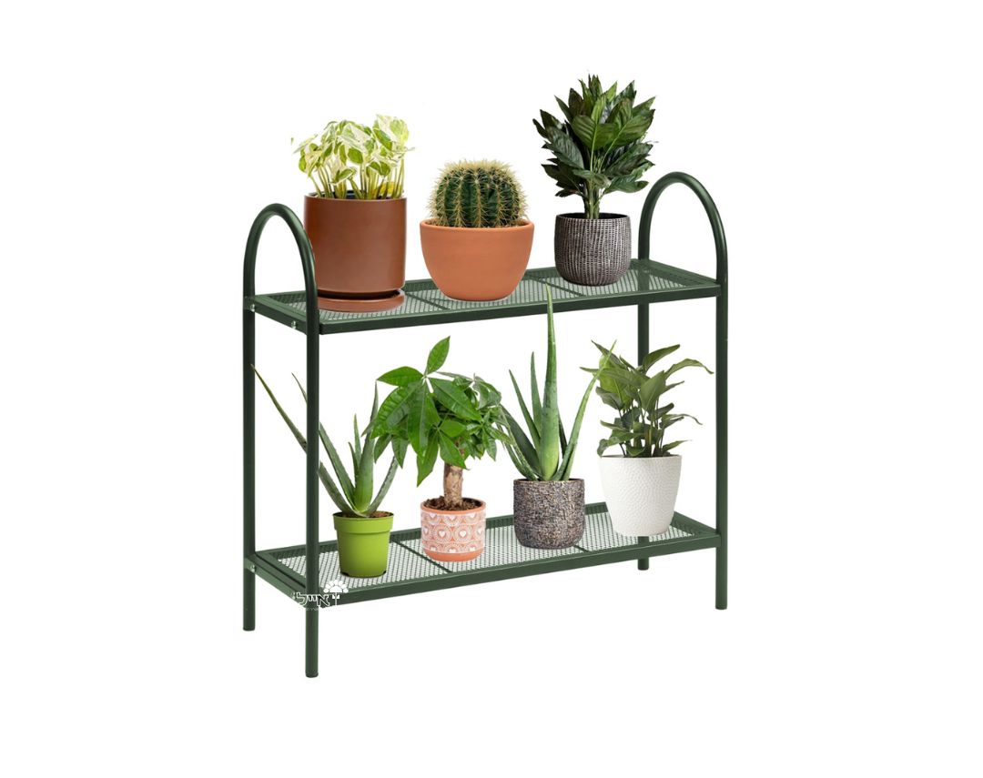 מעמד ברזל לעציצים | 2 קומות | דגם 99001220 | 58X60 | ירוק