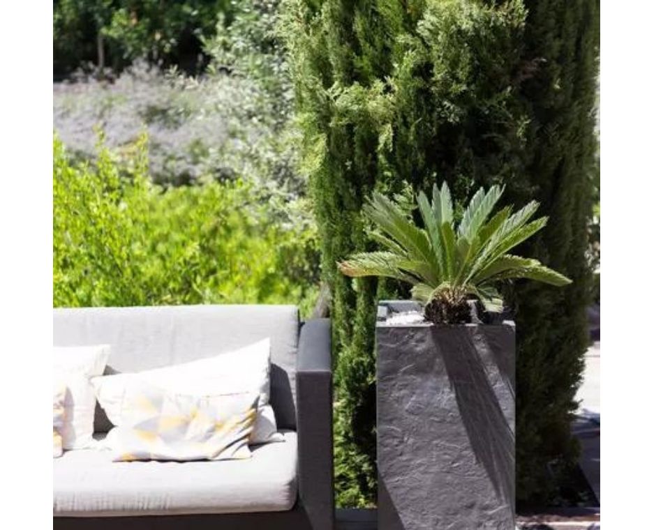 כד דמוי אבן | מידות 39.5X39.5X80 | אפור כהה