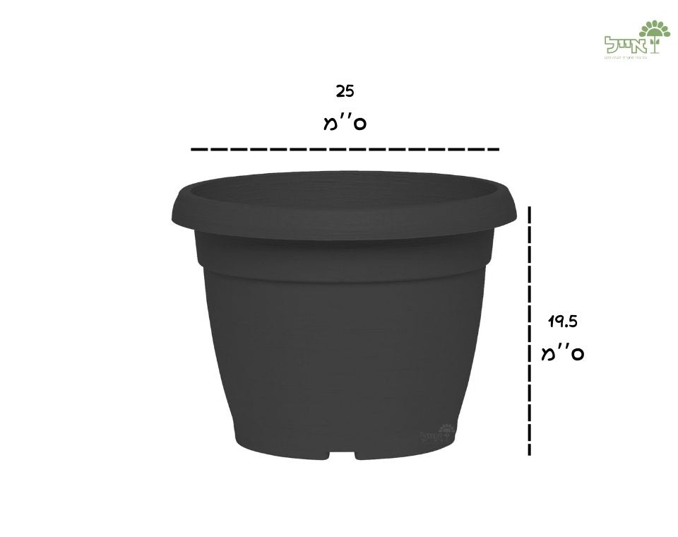 עציץ צבר | פחם | קוטר 25 ס״מ