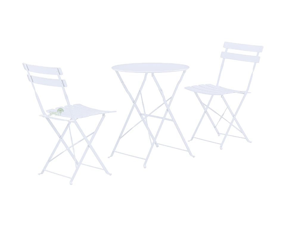 סט ביסטרו זוגי לישיבה | 2 כיסאות ושולחן | לבן | דגם GARDEN
