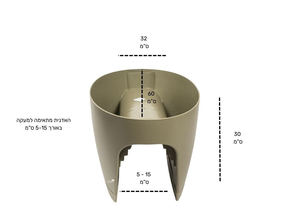 אדנית מעקה | דגם גרינבו | חאקי | 60 ס״מ