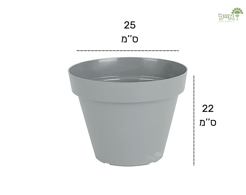 עציץ אביב | אפור בהיר | קוטר 25 ס"מ